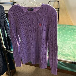 Polo Ralph Lauren Cable-Knit Cotton Crewneck women’s size M purple sweater
